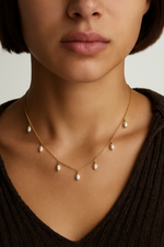 Load image into Gallery viewer, Tiny Pearl Station Necklace