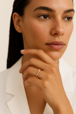 Load image into Gallery viewer, Pearl Half Eternity Ring